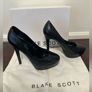 Blake Scott high heel block platform leather heels pump size 7,5 in black